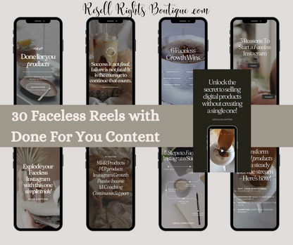 30 Faceless Reels With Ready to Use Content - With Master Resell Rights