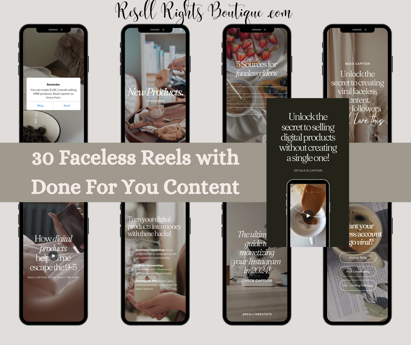 30 Faceless Reels With Ready to Use Content - With Master Resell Rights