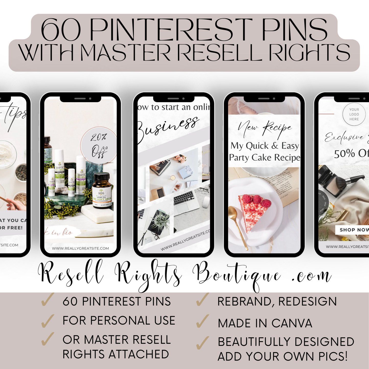 Etsy & Pinterest Bundle - 4 Products Including Ebook, Planner & Templates, Pins & Mockups