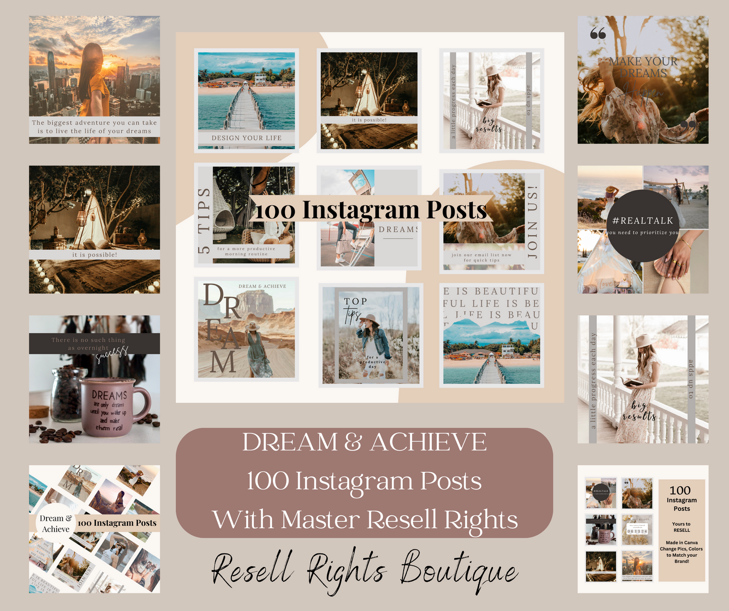 100 Inspirational Social Media Posts & Templates - Dream & Achieve